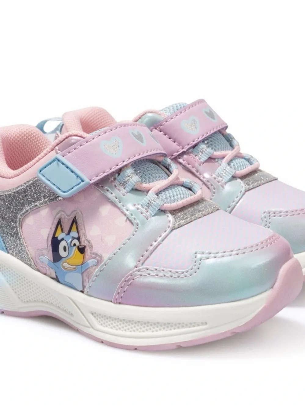 Bliss Kids Pastel Heart Light-Up Sneakers - Pink, Blue & Purple